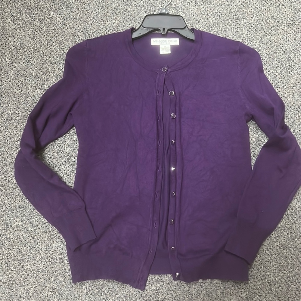 MELROSE CHIC | purple button front sweater cardigan